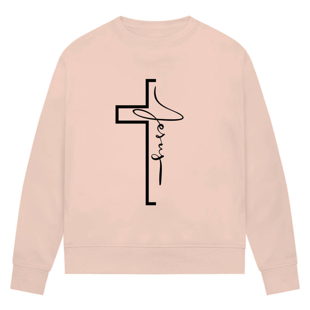Jesus Cross Sweatshirt Damen – Christliches Bio Sweatshirt