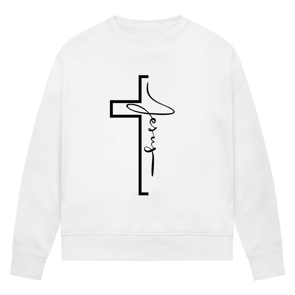 Jesus Cross Sweatshirt Damen – Christliches Bio Sweatshirt