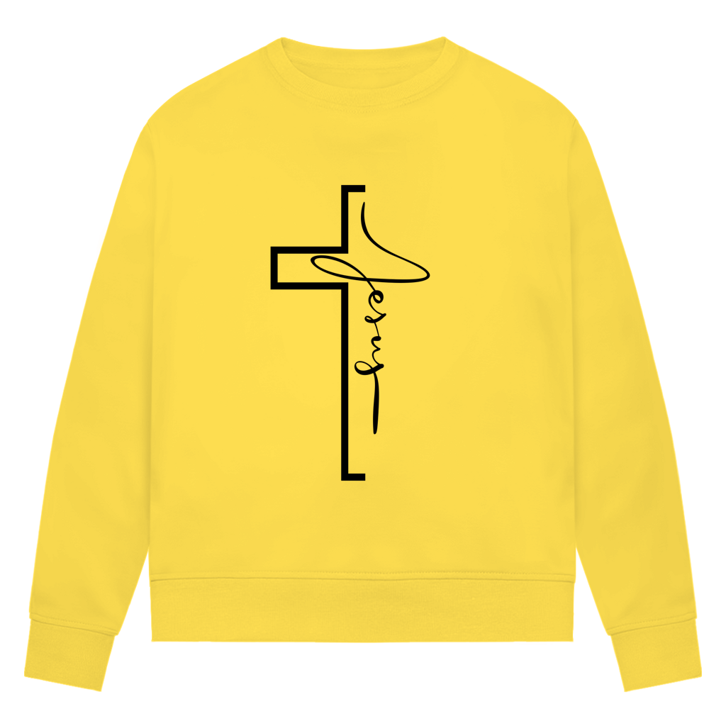 Jesus Cross Sweatshirt Damen – Christliches Bio Sweatshirt
