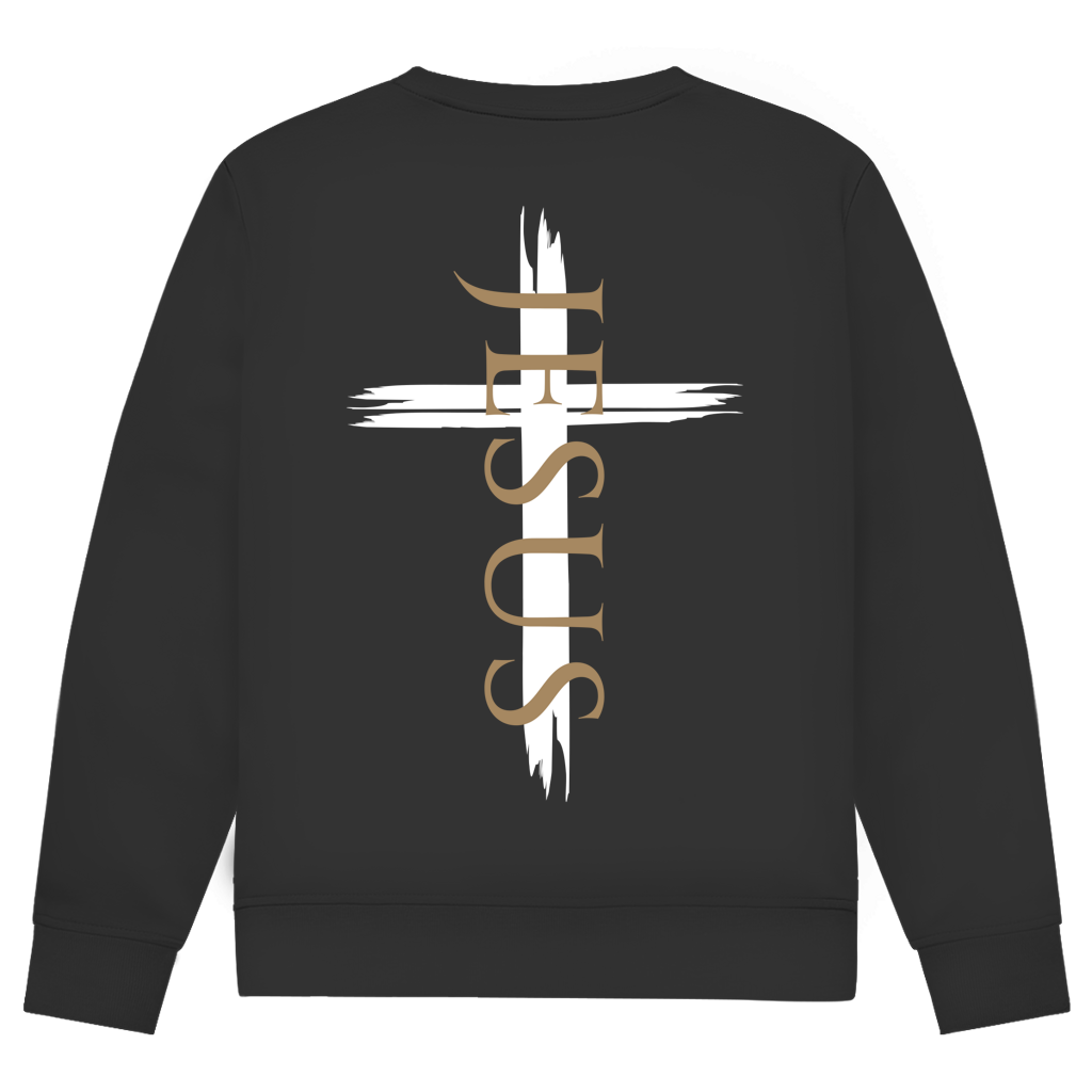 Herren Sweatshirt Jesus Kreuz (schwarz)