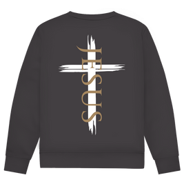 Herren Sweatshirt Jesus Kreuz (schwarz)