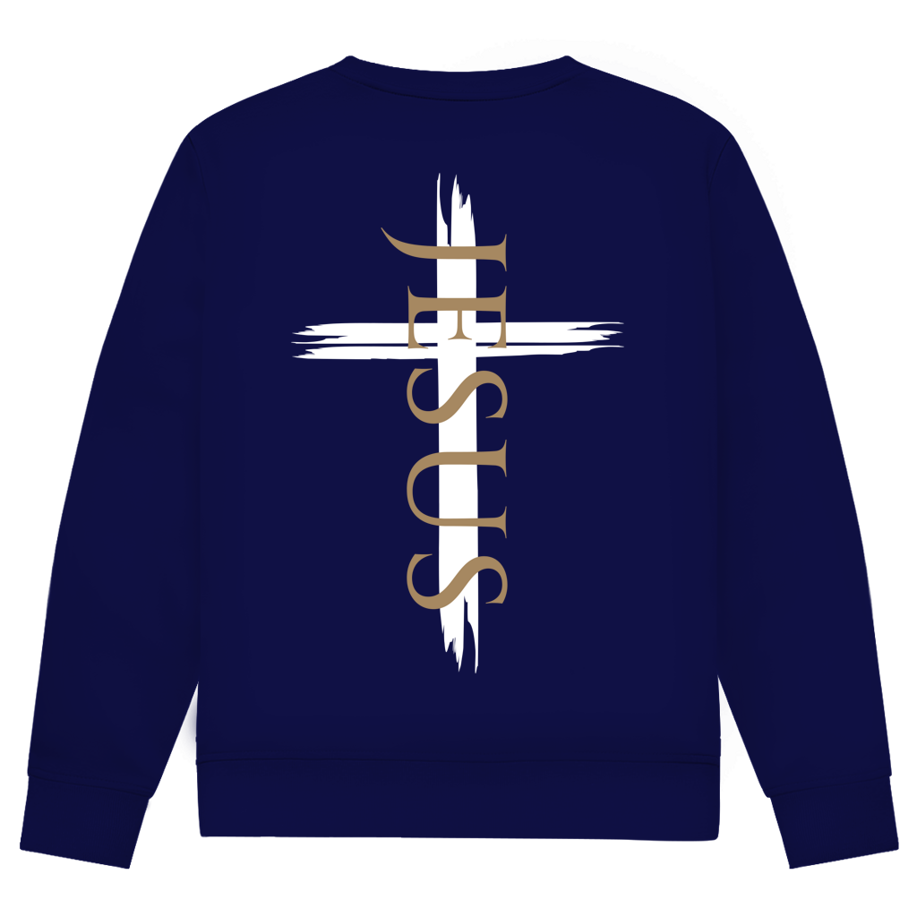 Herren Sweatshirt Jesus Kreuz (schwarz)
