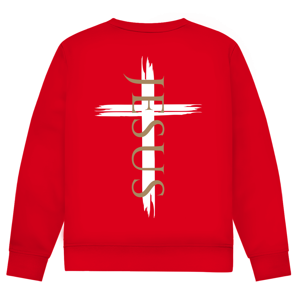 Herren Sweatshirt Jesus Kreuz (schwarz)