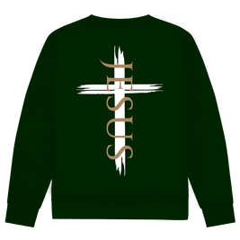Herren Sweatshirt Jesus Kreuz (schwarz)
