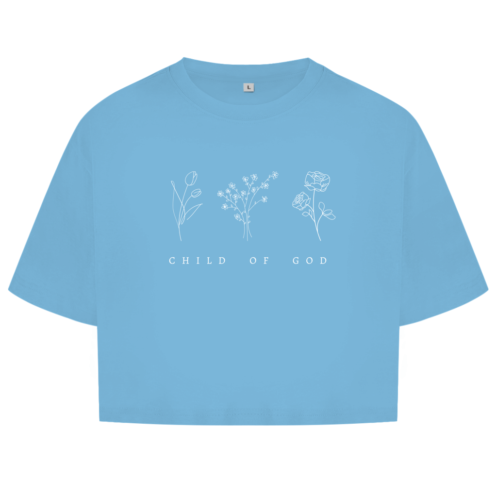 Christliches Damen Oversize Crop Top „Child of God“ – Faith Shirt