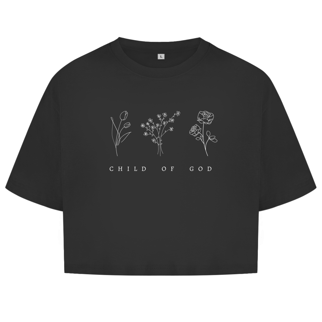 Christliches Damen Oversize Crop Top „Child of God“ – Faith Shirt