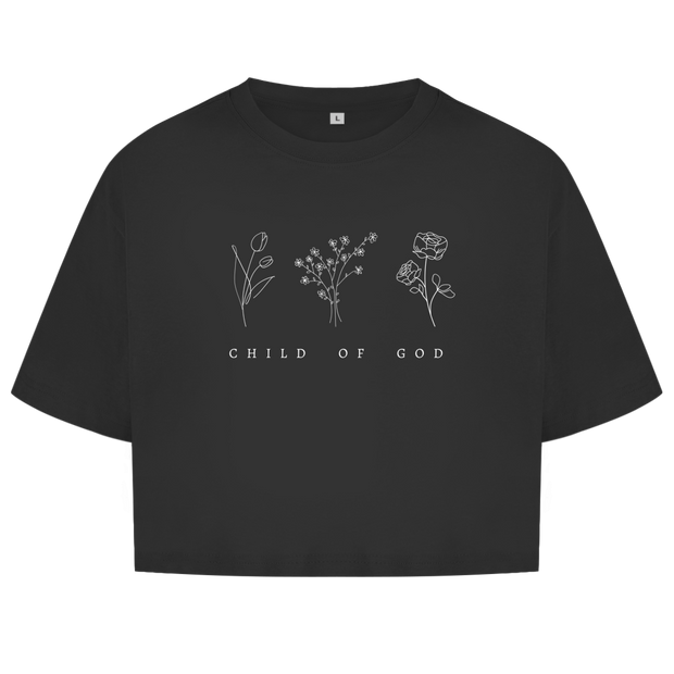 Christliches Damen Oversize Crop Top „Child of God“ – Faith Shirt