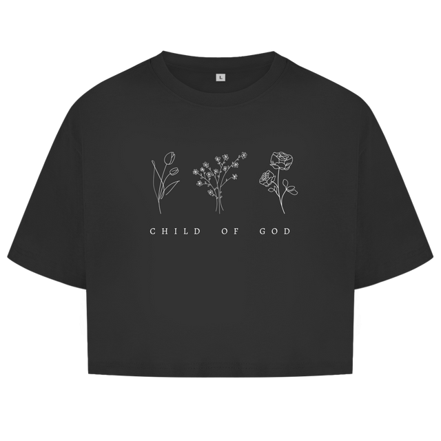 Christliches Damen Oversize Crop Top „Child of God“ – Faith Shirt