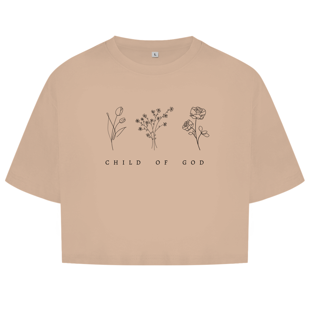 Christliches Damen Oversize Crop Top „Child of God“ – Faith Shirt