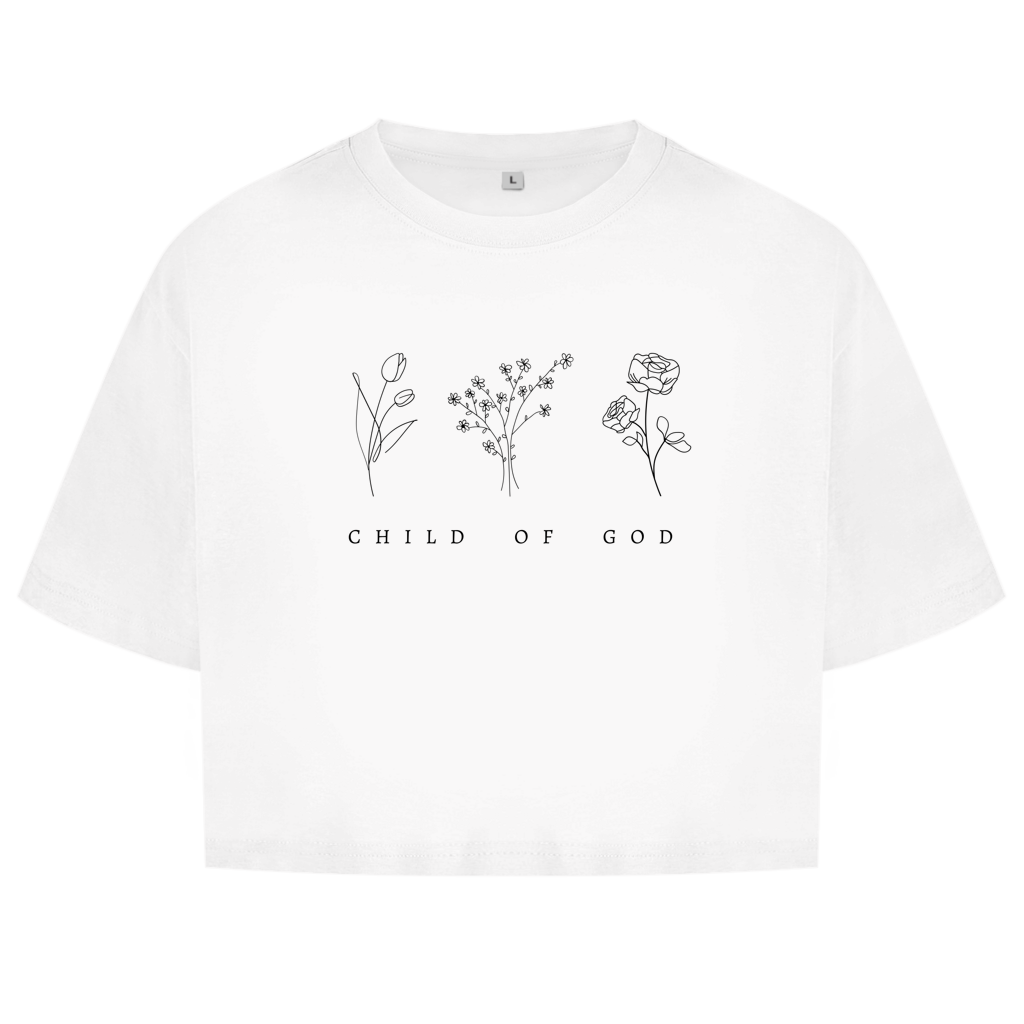 Christliches Damen Oversize Crop Top „Child of God“ – Faith Shirt