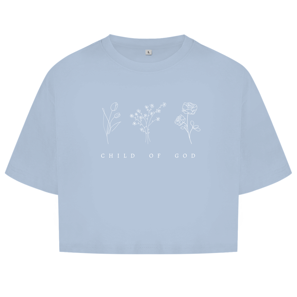 Christliches Damen Oversize Crop Top „Child of God“ – Faith Shirt