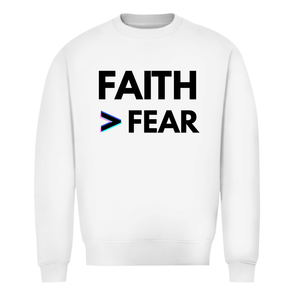 Herren Sweatshirt Faith > Fear – Christliches Sweatshirt mit Glaubensbotschaft | by-grace.store