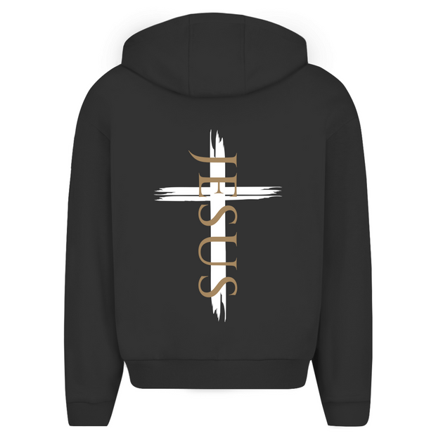 Herren Oversize Zipper Hoodie "Jesus Kreuz" - by-grace.store