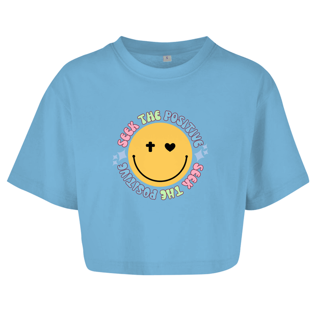 Damen Oversize Crop Top "Seek the Positive" - by-grace.store
