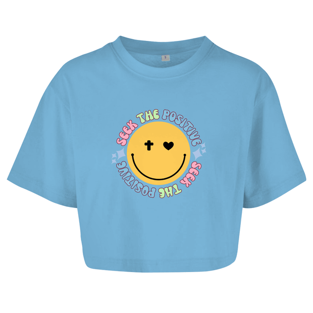 Damen Oversize Crop Top "Seek the Positive" - by-grace.store