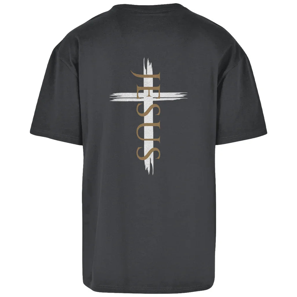Oversize T-Shirt Jesus Kreuz (schwarz) - by-grace.store