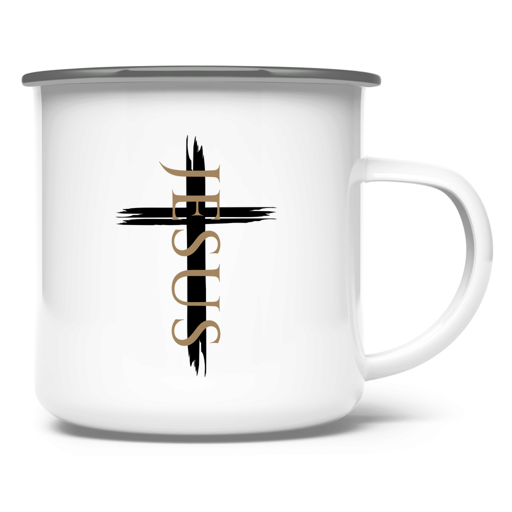 Emaille Tasse "Jesus Kreuz" - by-grace.store