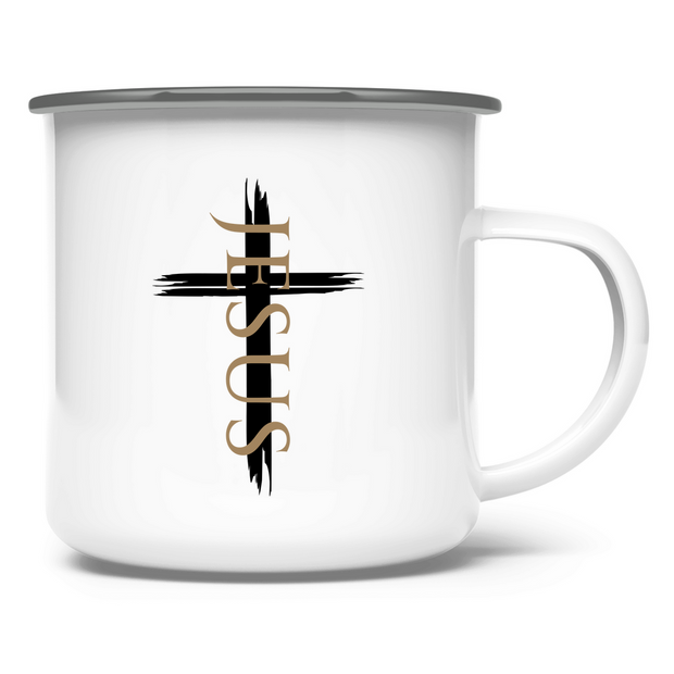Emaille Tasse "Jesus Kreuz" - by-grace.store