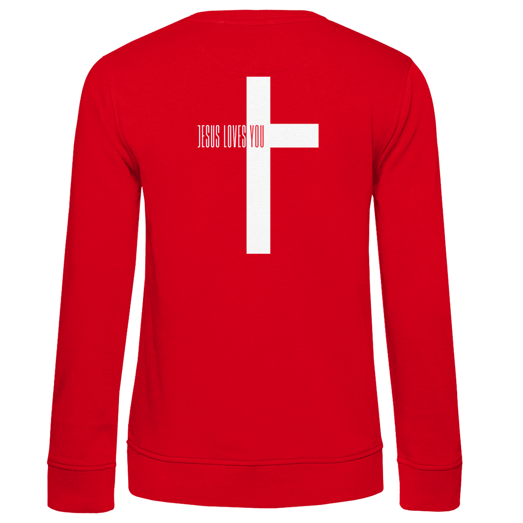 Damen Premium Bio Sweatshirt "Jesus loves you" - by-grace.store