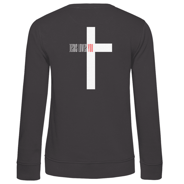 Damen Premium Bio Sweatshirt "Jesus loves you" - by-grace.store