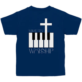 Kinder T-Shirt „Made to Worship“ – Christliches Musik-Shirt mit Kreuz & Klaviertasten | byGraceStore