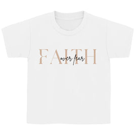 Kinder T-Shirt „Faith over Fear“ – Christliches Motivshirt für Jungen & Mädchen | byGraceStore