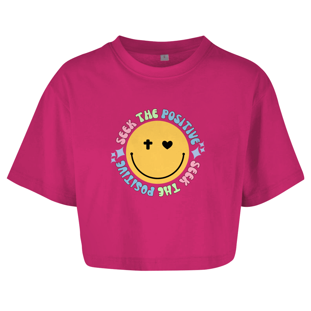 Damen Oversize Crop Top "Seek the Positive" - by-grace.store
