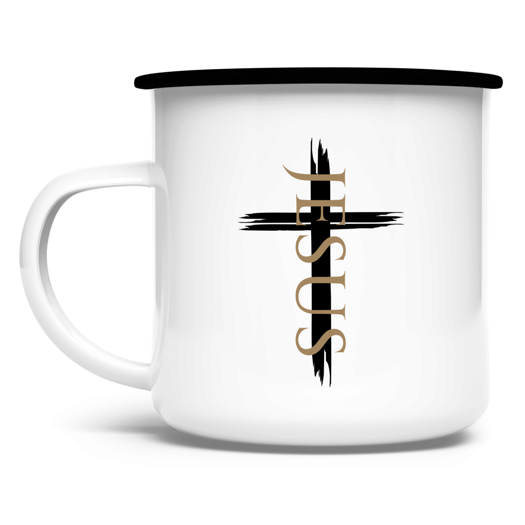 Emaille Tasse "Jesus Kreuz" - by-grace.store