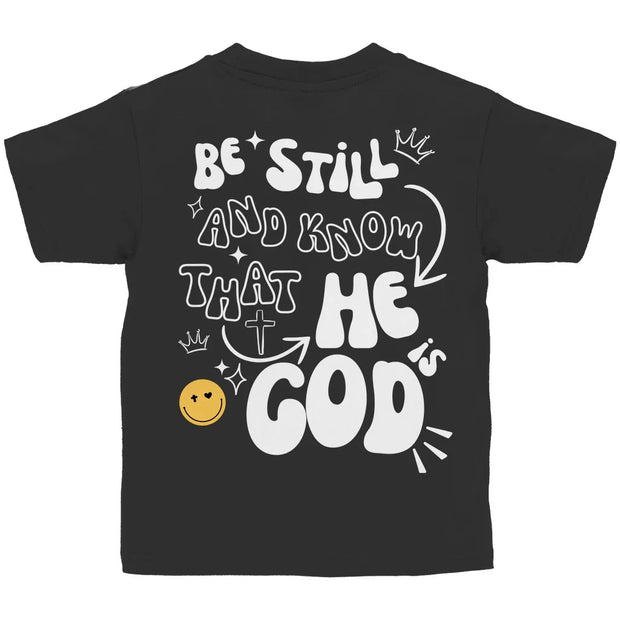 Kinder T-Shirt „He is God“ – Christliches Basic Shirt für Jungen & Mädchen | byGraceStore