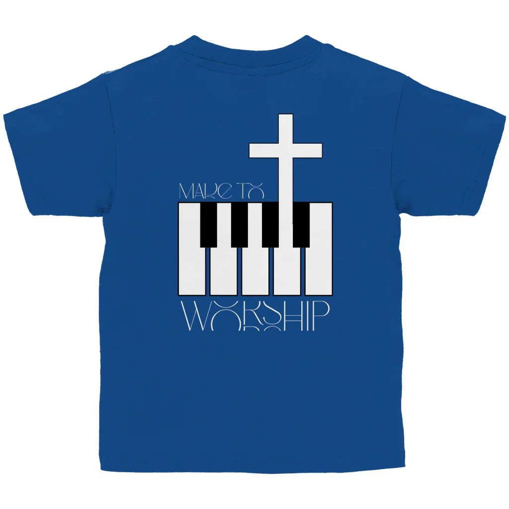 Kinder T-Shirt „Made to Worship“ – Christliches Musik-Shirt mit Kreuz & Klaviertasten | byGraceStore