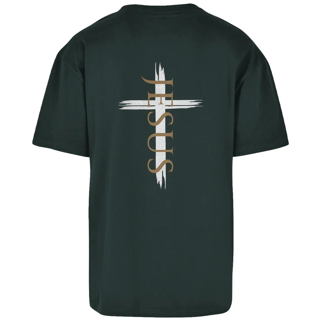 Oversize T-Shirt Jesus Kreuz (schwarz) - by-grace.store