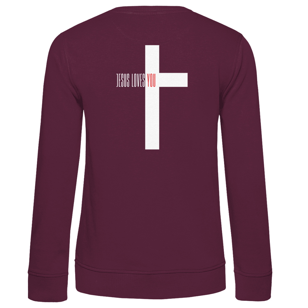 Damen Premium Bio Sweatshirt "Jesus loves you" - by-grace.store