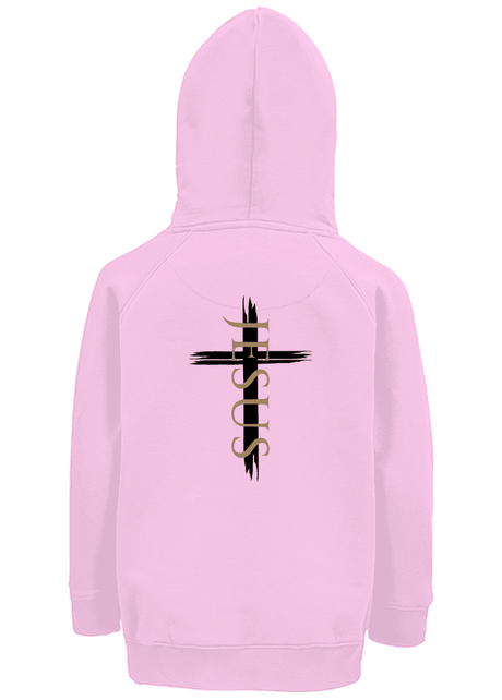 Kinder Premium Bio Hoodie Jesus Kreuz - by-grace.store