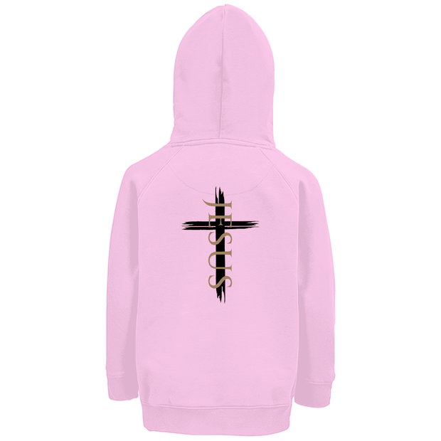 Kinder Premium Bio Hoodie Jesus Kreuz - by-grace.store