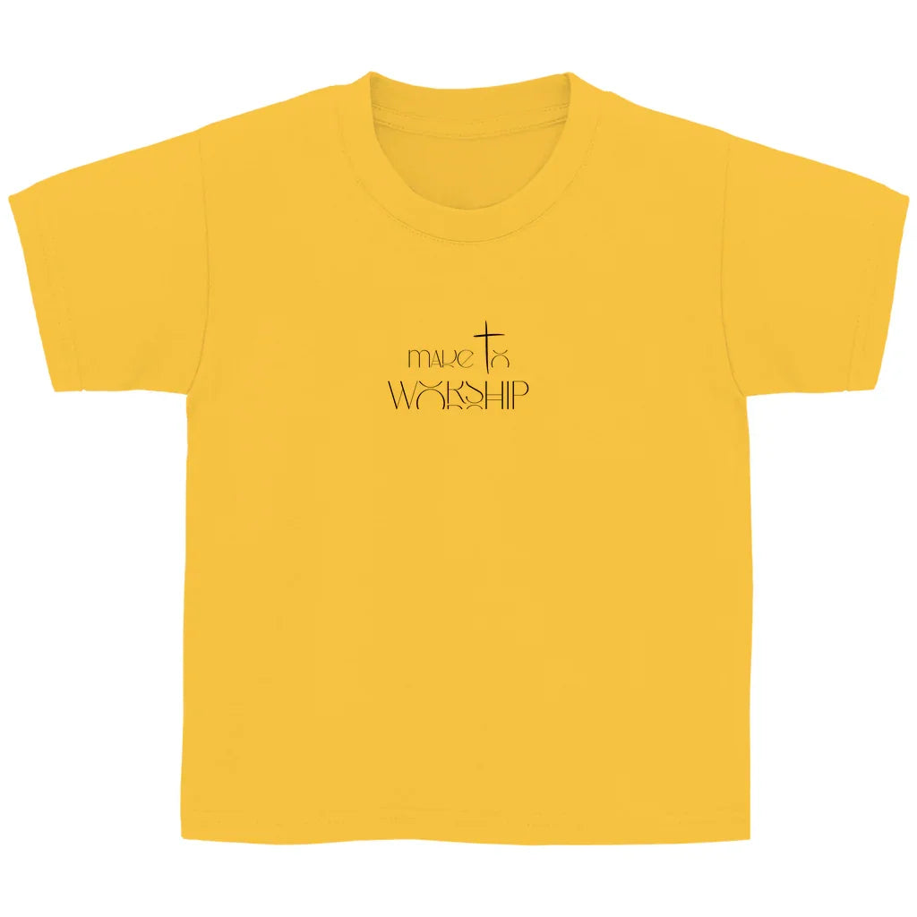 Kinder T-Shirt „Made to Worship“ – Christliches Musik-Shirt mit Kreuz & Klaviertasten | byGraceStore