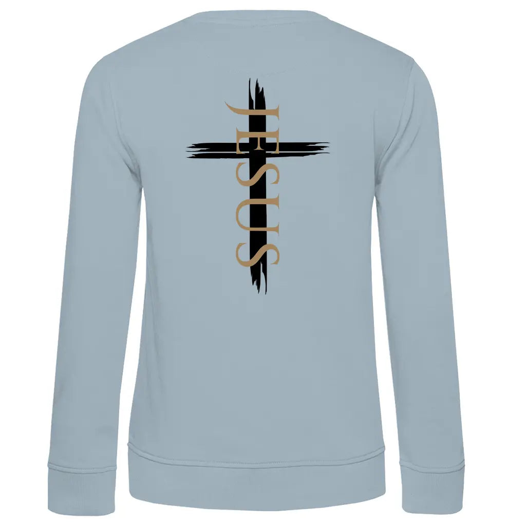 Damen Premium Bio Sweatshirt "Jesus Kreuz" - by-grace.store