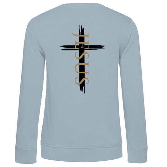 Damen Premium Bio Sweatshirt "Jesus Kreuz" - by-grace.store