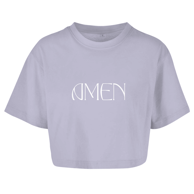 Damen Oversize Crop Top "Amen" - by-grace.store