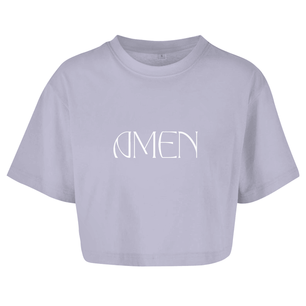 Damen Oversize Crop Top "Amen" - by-grace.store
