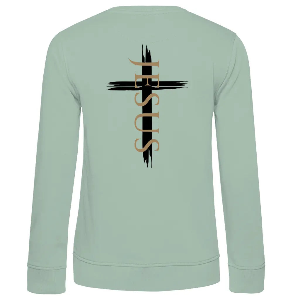 Damen Premium Bio Sweatshirt "Jesus Kreuz" - by-grace.store