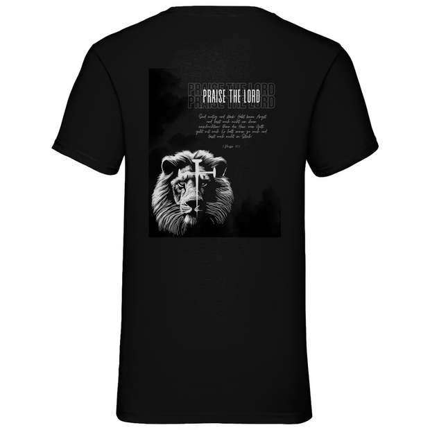 Herren Basic V-Neck T-Shirt "Lion" - by-grace.store