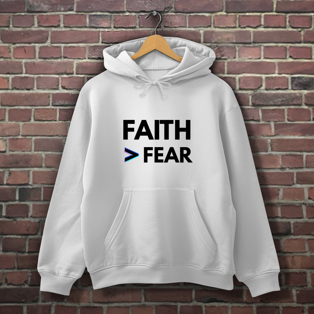 Herren Hoodie Faith > Fear – Christlicher Hoodie mit Glaubensbotschaft | by-grace.store