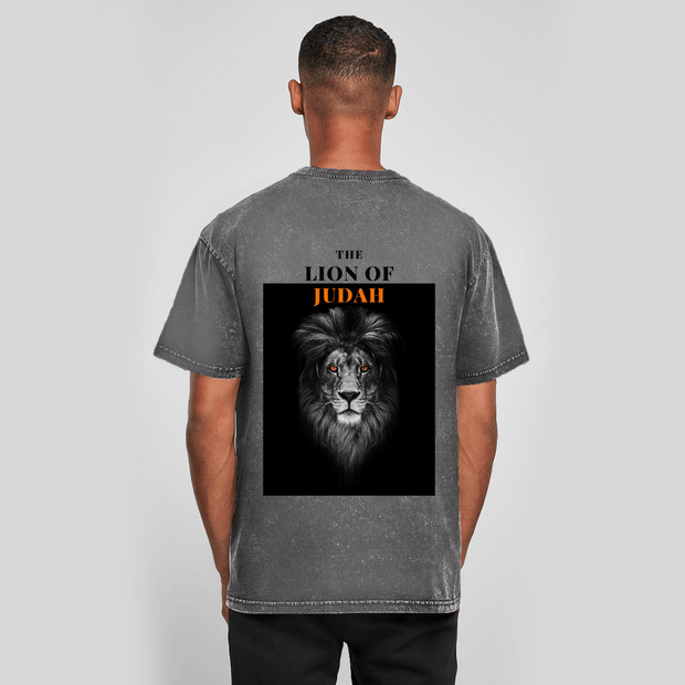 Oversize Washed T-Shirt "Lion of Judah" - by-grace.store