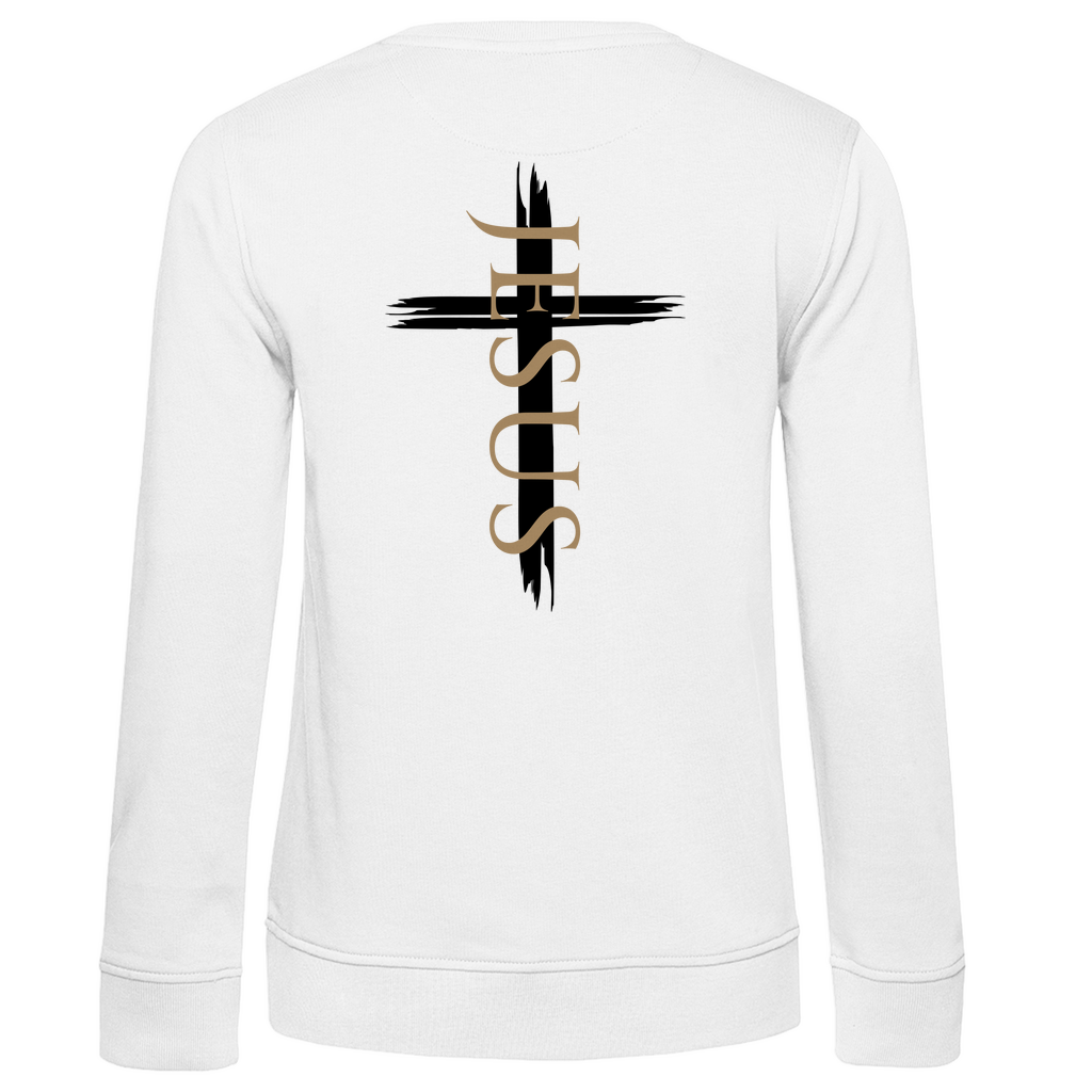 Damen Premium Bio Sweatshirt "Jesus Kreuz" - by-grace.store