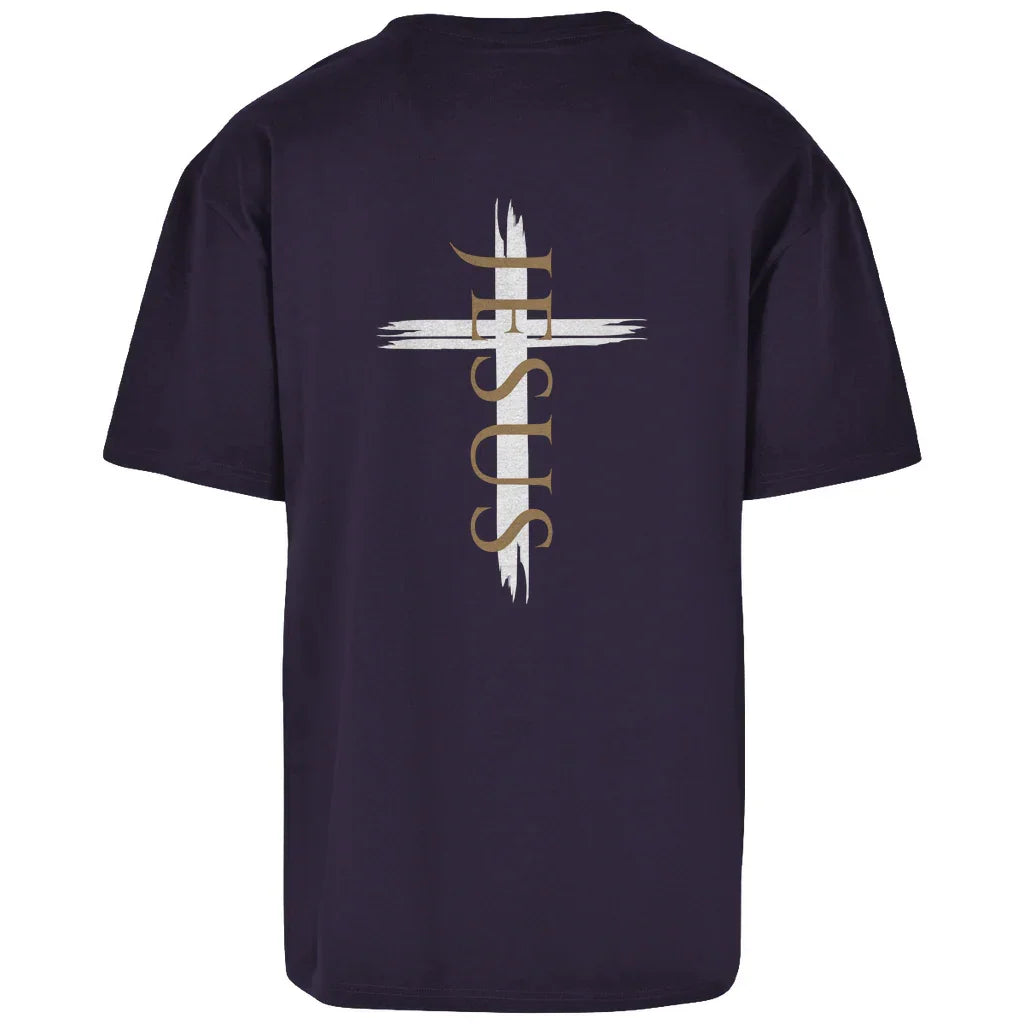 Oversize T-Shirt Jesus Kreuz (schwarz) - by-grace.store