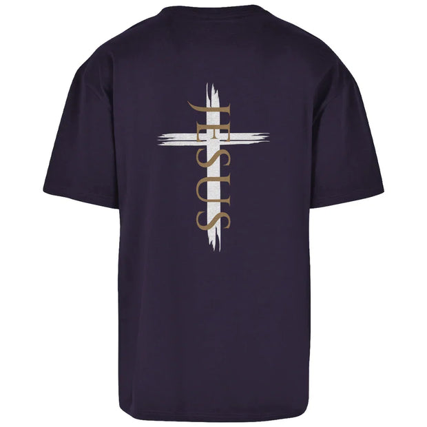 Oversize T-Shirt Jesus Kreuz (schwarz) - by-grace.store