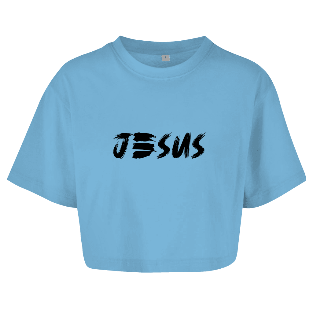 Damen Oversize Crop Top "JESUS" - by-grace.store