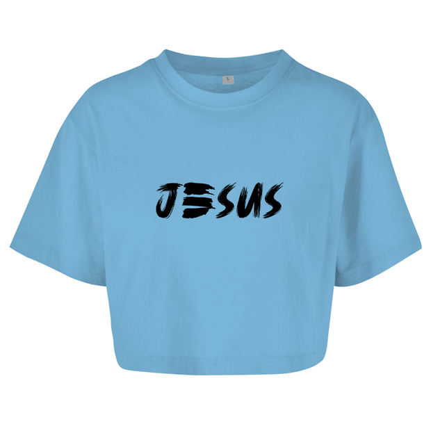 Damen Oversize Crop Top "JESUS" - by-grace.store