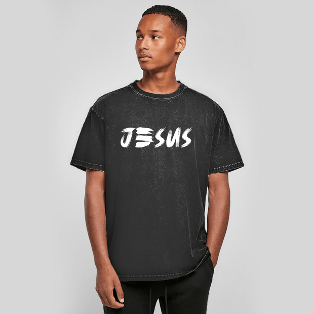 Oversize Washed T-Shirt "JESUS" - by-grace.store