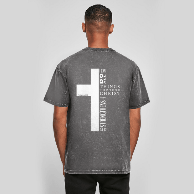 Oversize Washed T-Shirt "I can do all" - by-grace.store